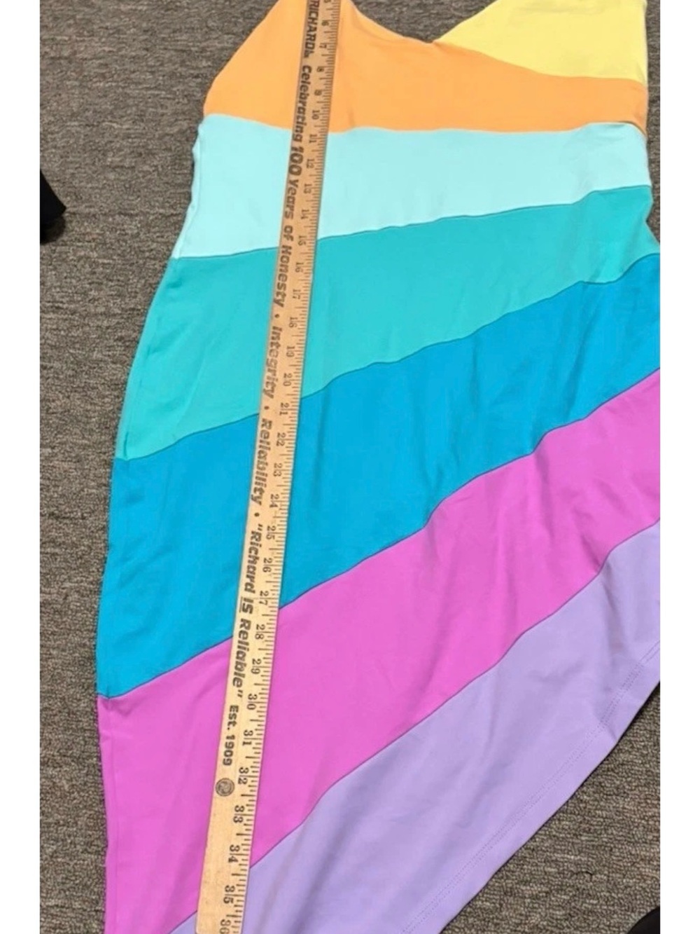 Susana Monaco Size Large Rainbow Asymmetrical Dress NWT - Picture 8 of 8